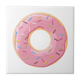 Azulejo De Cerâmica Donuts rosa azul e mordidas padrão chocolate