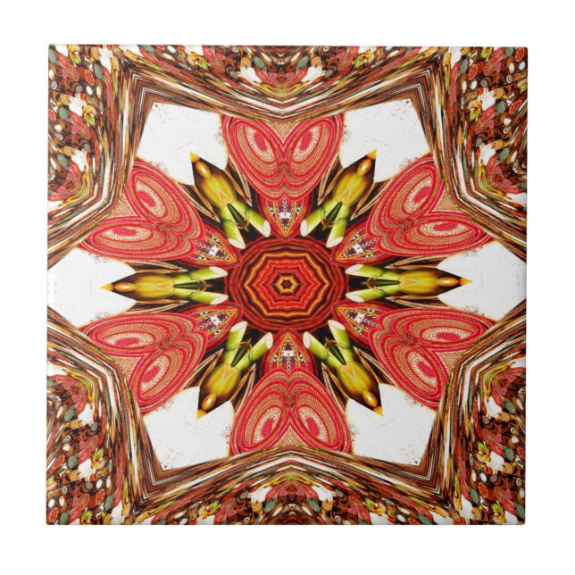 Azulejo De Cerâmica Doodle Floral Art Impressão (Frente)