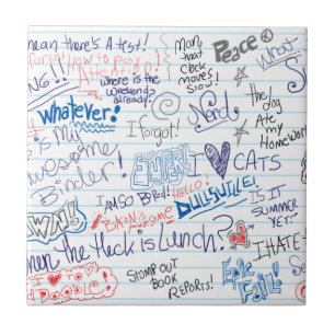 Azulejo De Cerâmica Doodles e provérbios engraçados da escola