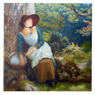Azulejo De Cerâmica Dormindo na floresta (por Arthur Hughes)