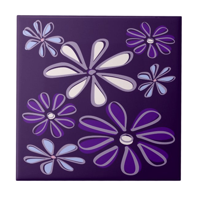 Azulejo De Cerâmica Dótulo Azul Roxo-Escuro Elegante (Frente)