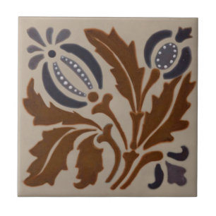 Azulejo De Cerâmica Doulton Lambeth Nouveau Barbotine Antiquário Repr