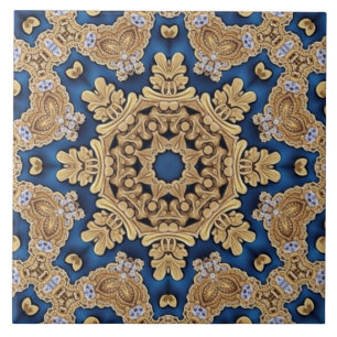 Azulejo de cerâmica Dourada azul