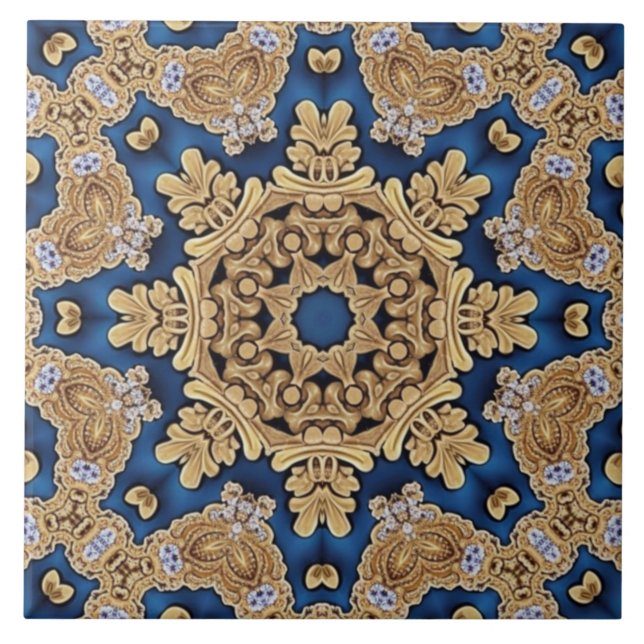 Azulejo de cerâmica Dourada azul (Frente)