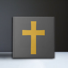 Azulejo De Cerâmica Dourada Cruz em Preto