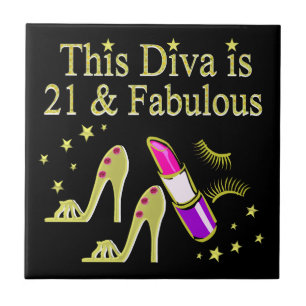 AZULEJO DE CERÂMICA DOURADO 21 E FABULOSO DESIGN DE ANIVERSÁRIO