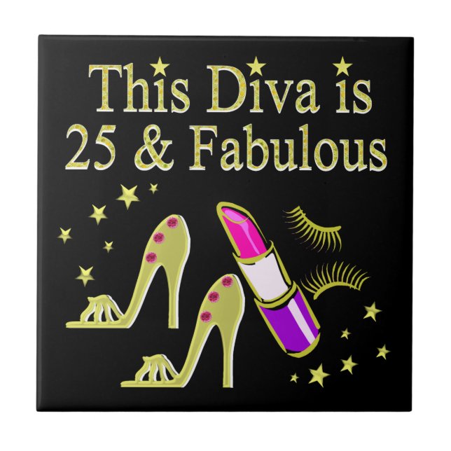 AZULEJO DE CERÂMICA  DOURADO 25 E FABULOSO DESIGN DIVA (Frente)