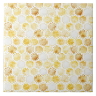 Azulejo De Cerâmica Dourado amarelo alveolado