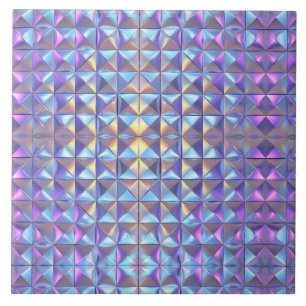 Azulejo De Cerâmica Dourado, Azul e Roxo Iridescente Geométrico 2