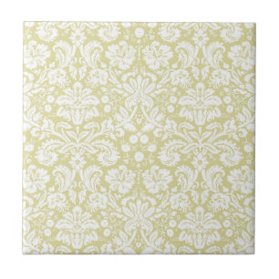 Azulejo De Cerâmica Dourado damasco floral do rico