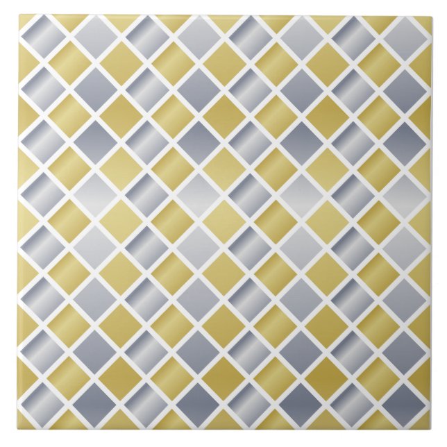 Azulejo De Cerâmica Dourado e Prata (Verificado em Diamante) (Frente)