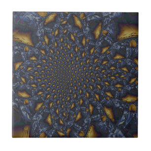 Azulejo De Cerâmica Dourado e Silver Blue Molten Metal