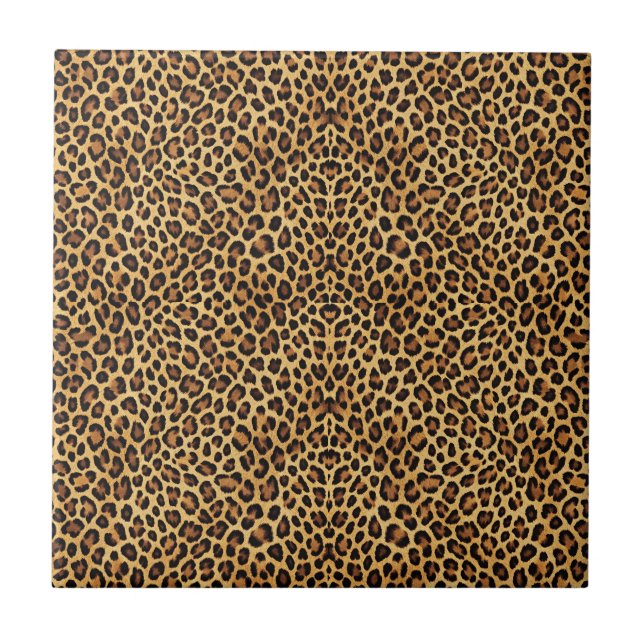 Azulejo De Cerâmica Dourado Faux Leopard Skin Pattern Impressão (Frente)