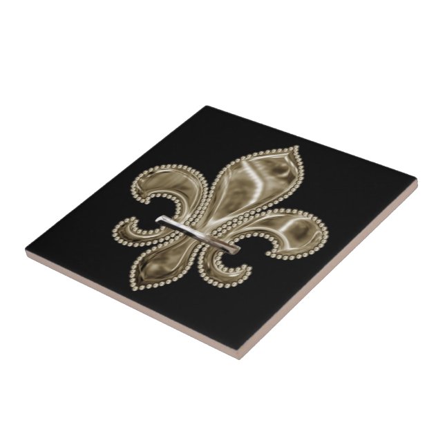 Azulejo de cerâmica Dourado Fleur de Lis Square, 4 (Lateral)