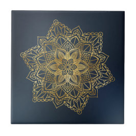 Azulejo De Cerâmica Dourado Mandala