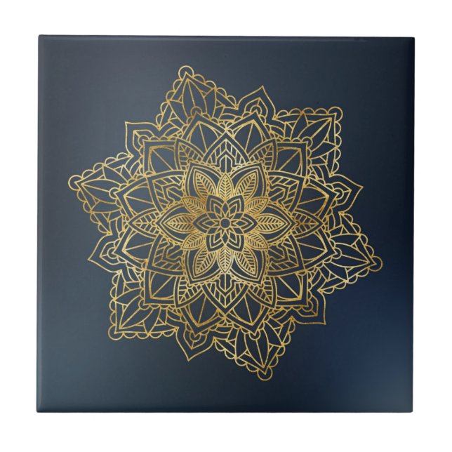 Azulejo De Cerâmica Dourado Mandala (Frente)