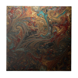 Azulejo De Cerâmica Dourado metálico de cobre patinado elegante e rico