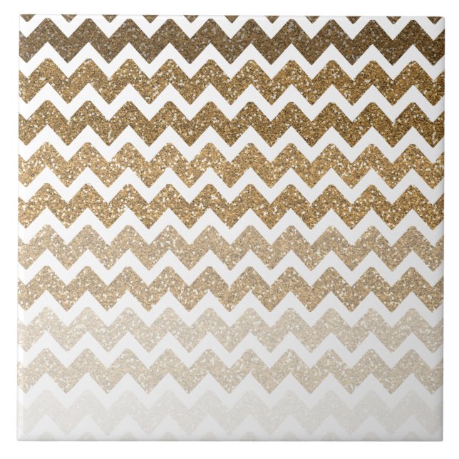 Azulejo De Cerâmica Dourado Mole Glitter Chevron Ombre (Frente)