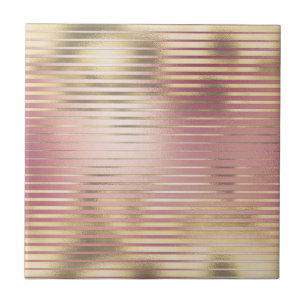 Azulejo De Cerâmica Dourado padrão de folha metálica rosa rosa-rosa