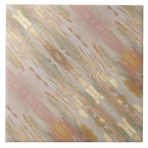 Azulejo De Cerâmica Dourado Pearlizado, Rosa 