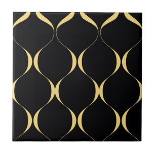 Azulejo De Cerâmica Dourado, simples, moderno, gráfico ondulado luxuo