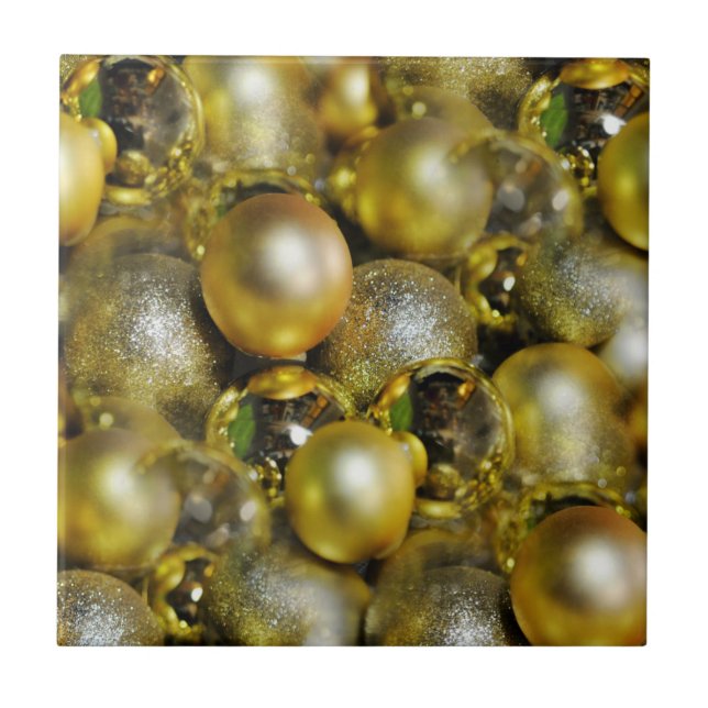 Azulejo De Cerâmica Dourados Baubles de Natal (Frente)