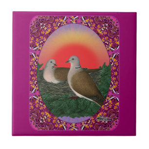 Azulejo De Cerâmica Doves emoldurados