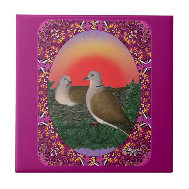 Azulejo De Cerâmica Doves emoldurados (Frente)