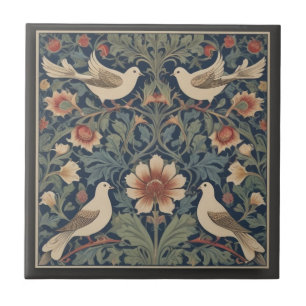 Azulejo De Cerâmica Doves William Morris no estilo Four Dove Birds