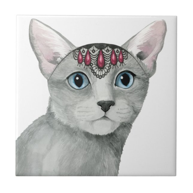 Azulejo De Cerâmica Downton Cat | Bejeweled (Frente)