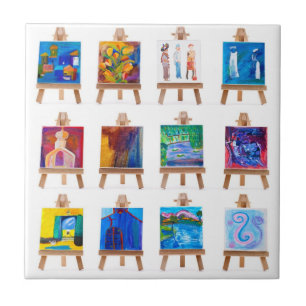 Azulejo De Cerâmica Doze mini pinturas em armações
