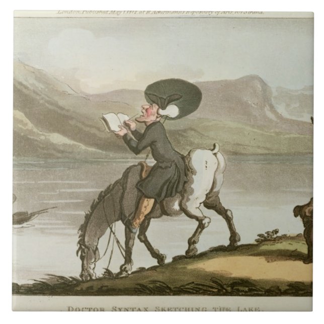 Azulejo De Cerâmica Dr. Sintaxe que esboça o lago (Frente)