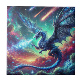Azulejo De Cerâmica Dragão Azul