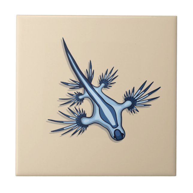 Azulejo De Cerâmica Dragão azul Nudibranch (Frente)
