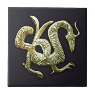 Azulejo De Cerâmica Dragão chinês de bronze antigo