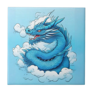 Azulejo De Cerâmica Dragão chinês nas nuvens