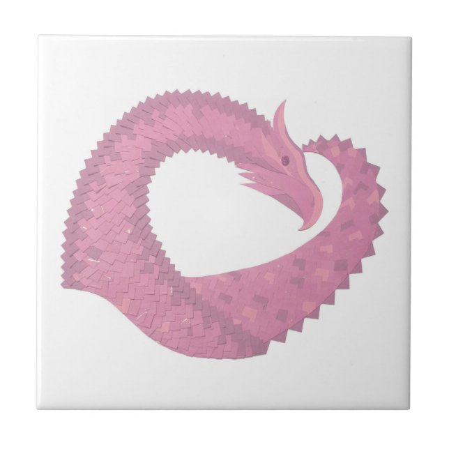 Azulejo De Cerâmica Dragão cor-de-rosa em branco (Frente)