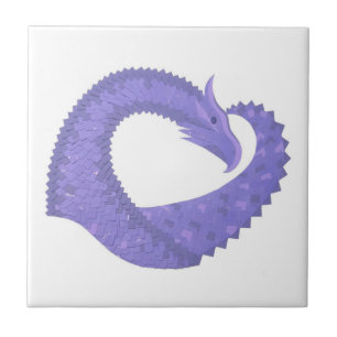 Azulejo De Cerâmica dragão coração azul claro sobre branco