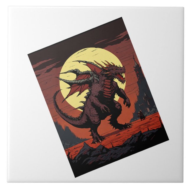 Azulejo De Cerâmica Dragão da lua. (Frente)