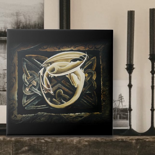 Azulejo De Cerâmica Dragão de Nó Celular (Criador carregado)