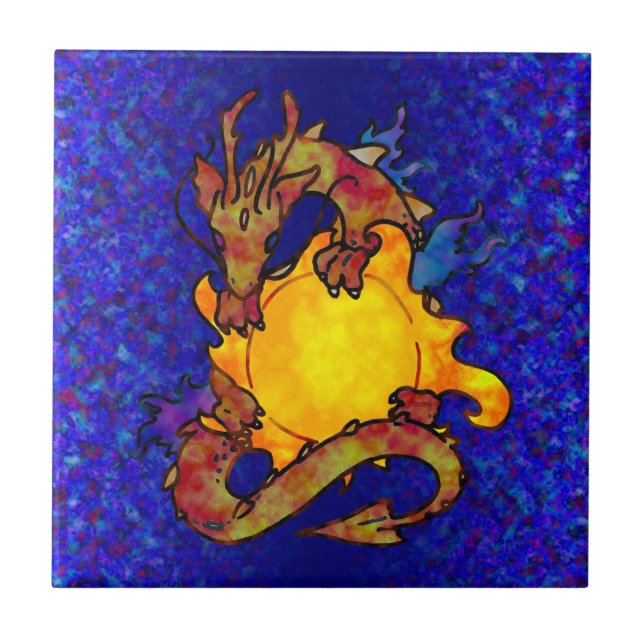 Azulejo De Cerâmica Dragão de Sun (Frente)