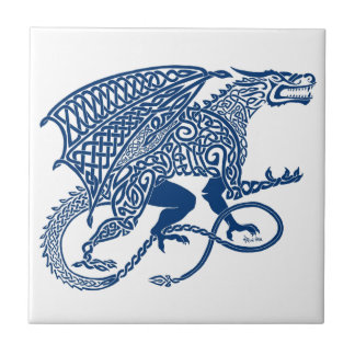 Azulejo De Cerâmica Dragão do azul de Knotwork