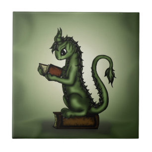 Azulejo De Cerâmica Dragão do leitor ávido