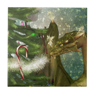 Azulejo De Cerâmica Dragão e fadas do Natal