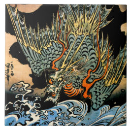 Azulejo De Cerâmica Dragão e ondas mim