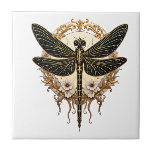 Azulejo De Cerâmica Dragão Elegante Art Nouveau Steampunk