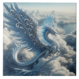 Azulejo De Cerâmica Dragão Espetacular Cercado por Nuvens