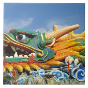 Azulejo De Cerâmica Dragão Famoso no Haw Par Villa em Singapura Ásia