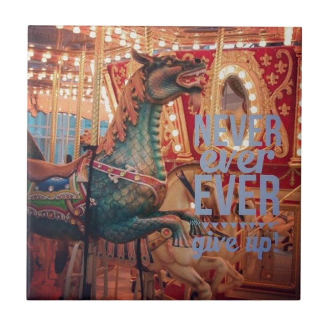 Azulejo De Cerâmica Dragão feliz Nunca Desiste (Frente)