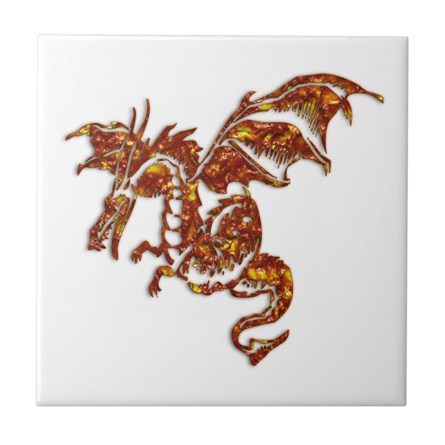 Azulejo De Cerâmica Dragão Flamejante (Frente)